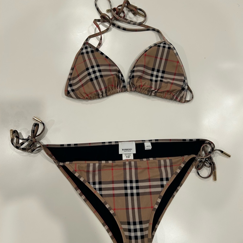Burberry Plaid Bikini Set - Tan and Black